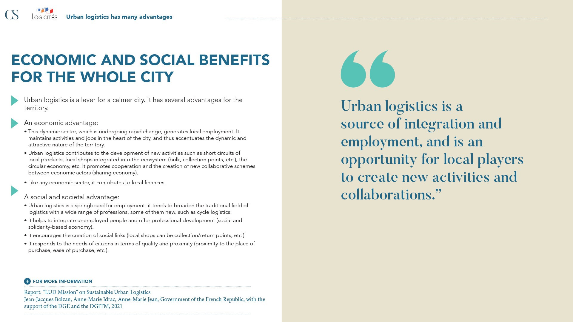 Economic and social benefits for the whole city